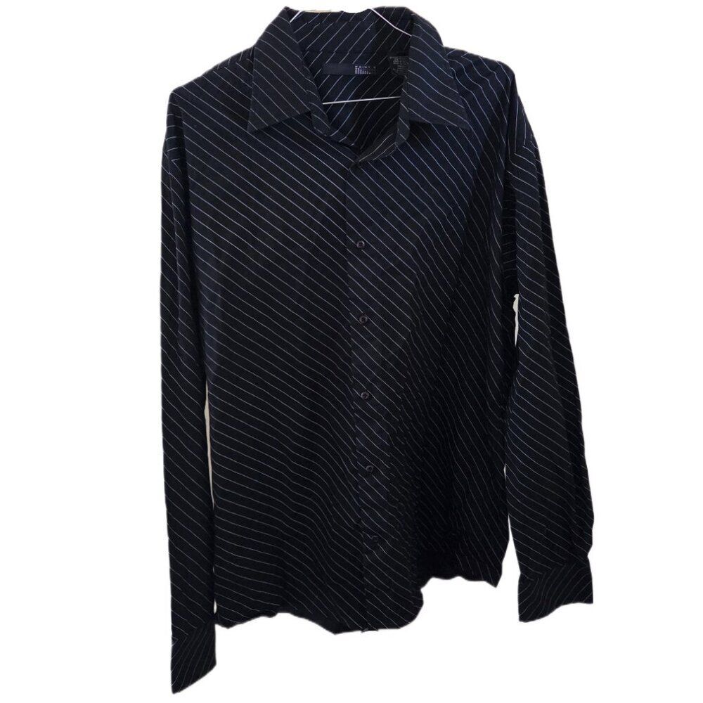 Point X Men's Black Pinstripe Long Sleeve Dress Shirt